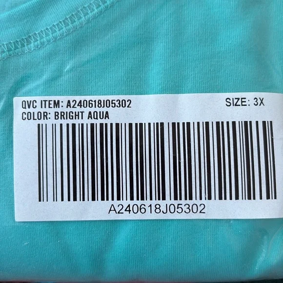 Denim & Co. Essentials Long Sleeve Knit Top - size 3X in bright aqua - Picture 3 of 3
